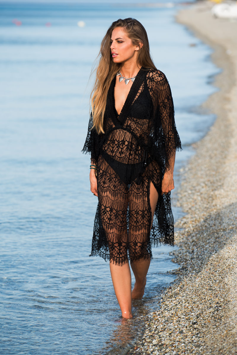 Black lace lingerie summer dress
